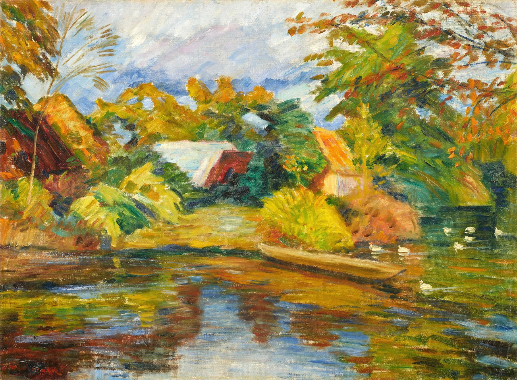 Stürmischer Herbsttag an der Wümme im alten Dorf in Fischerhude, by Otto Modersohn, public domain