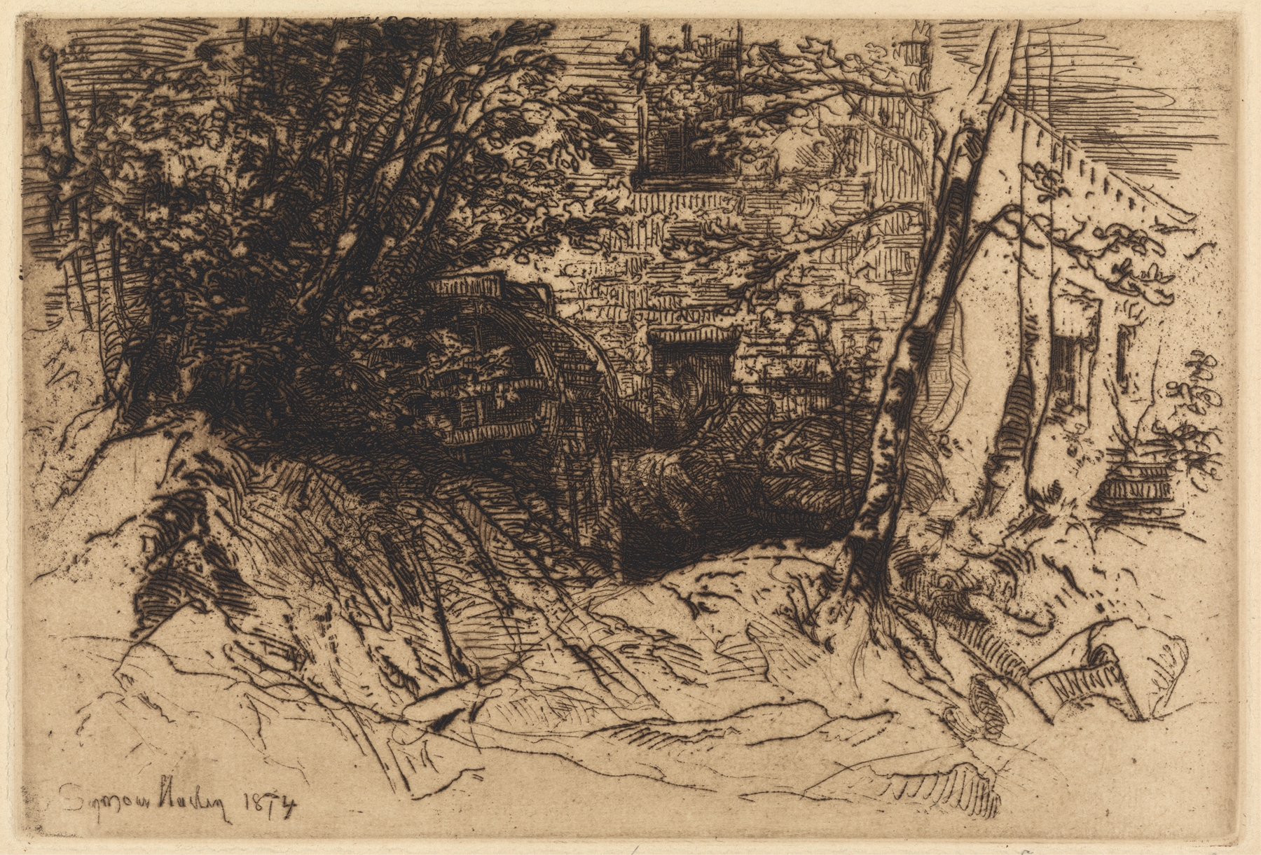 The Mill-Wheel, by Francis Seymour Haden, public domain