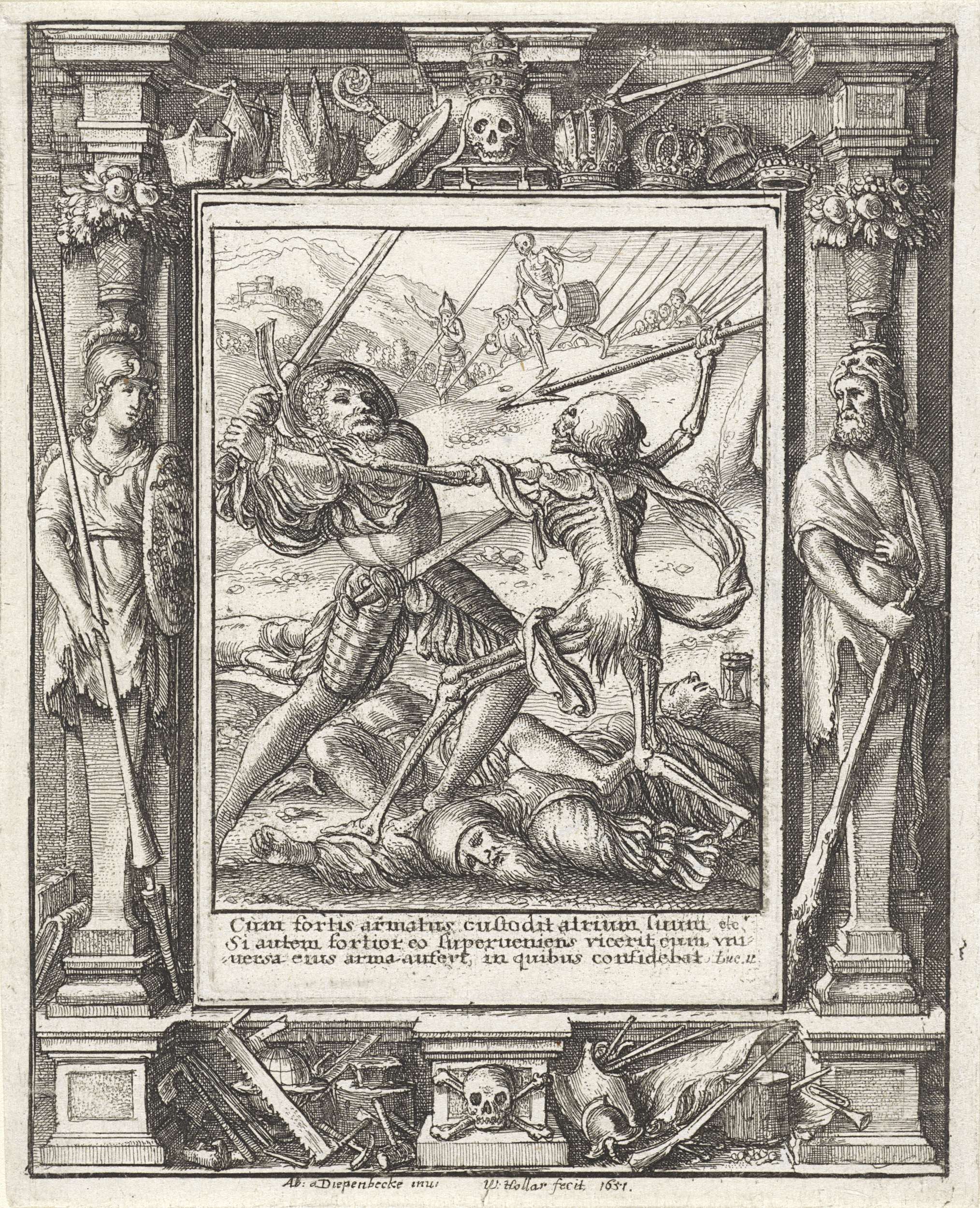 Etching by Wenceslaus Hollar depicting a knight confronting death.
