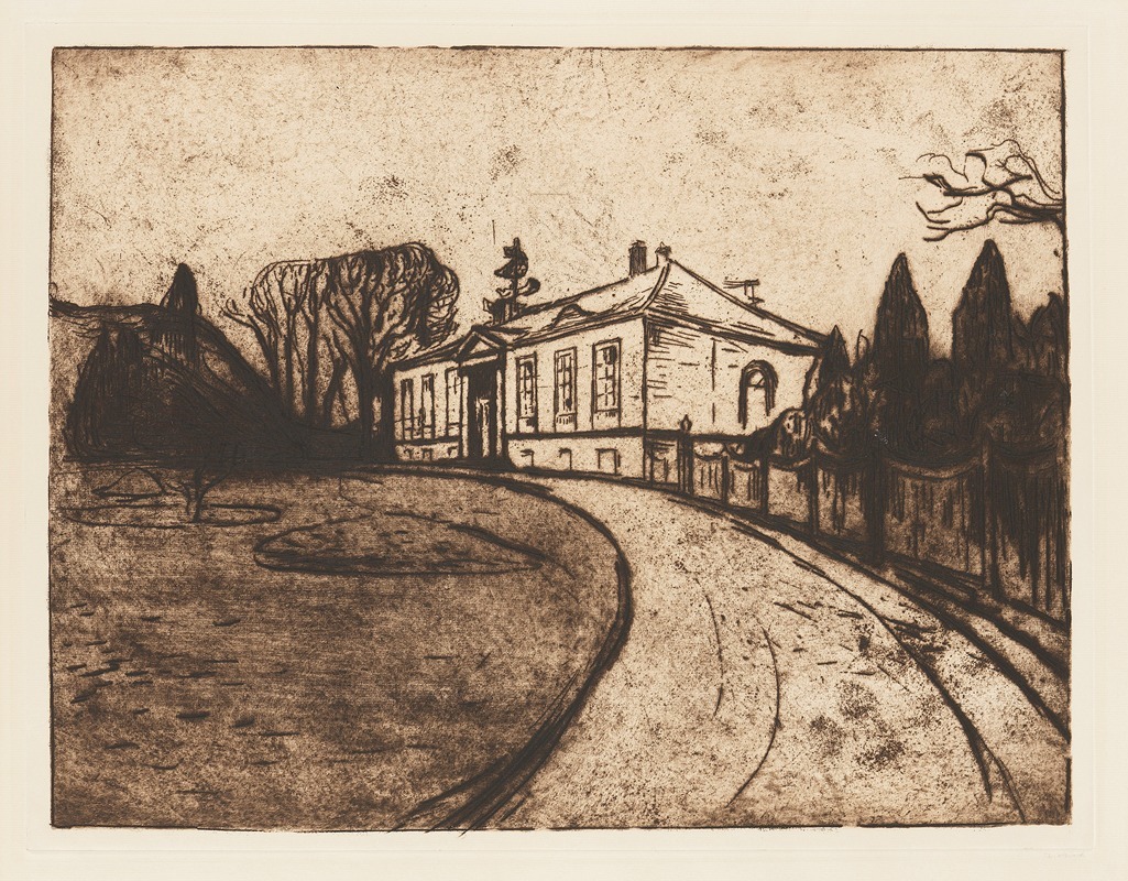Edvard Munch's *Das Haus* depicts a striking house against a moody sky.