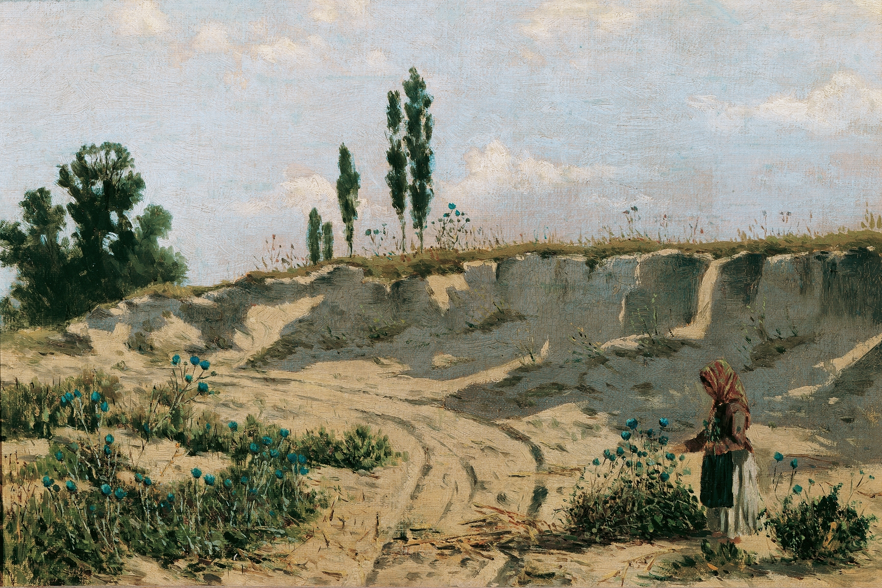 Sandweg by Theodor Von Hörmann, oil on canvas showing a winding path through lush greenery.