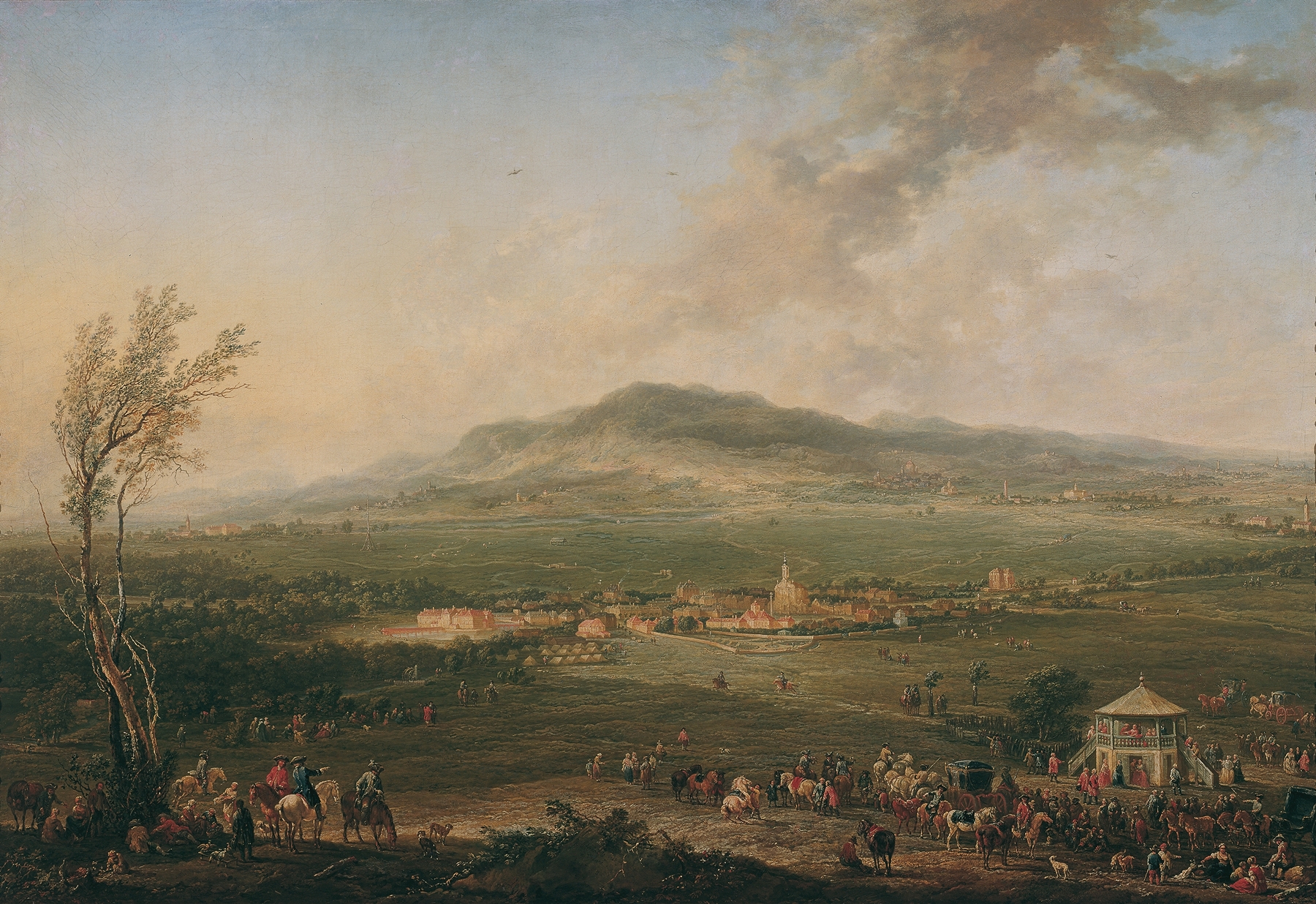 Laxenburg vom Lusthaus auf der Hanawiese gegen Mödling, by Johann Christian Brand, public domain