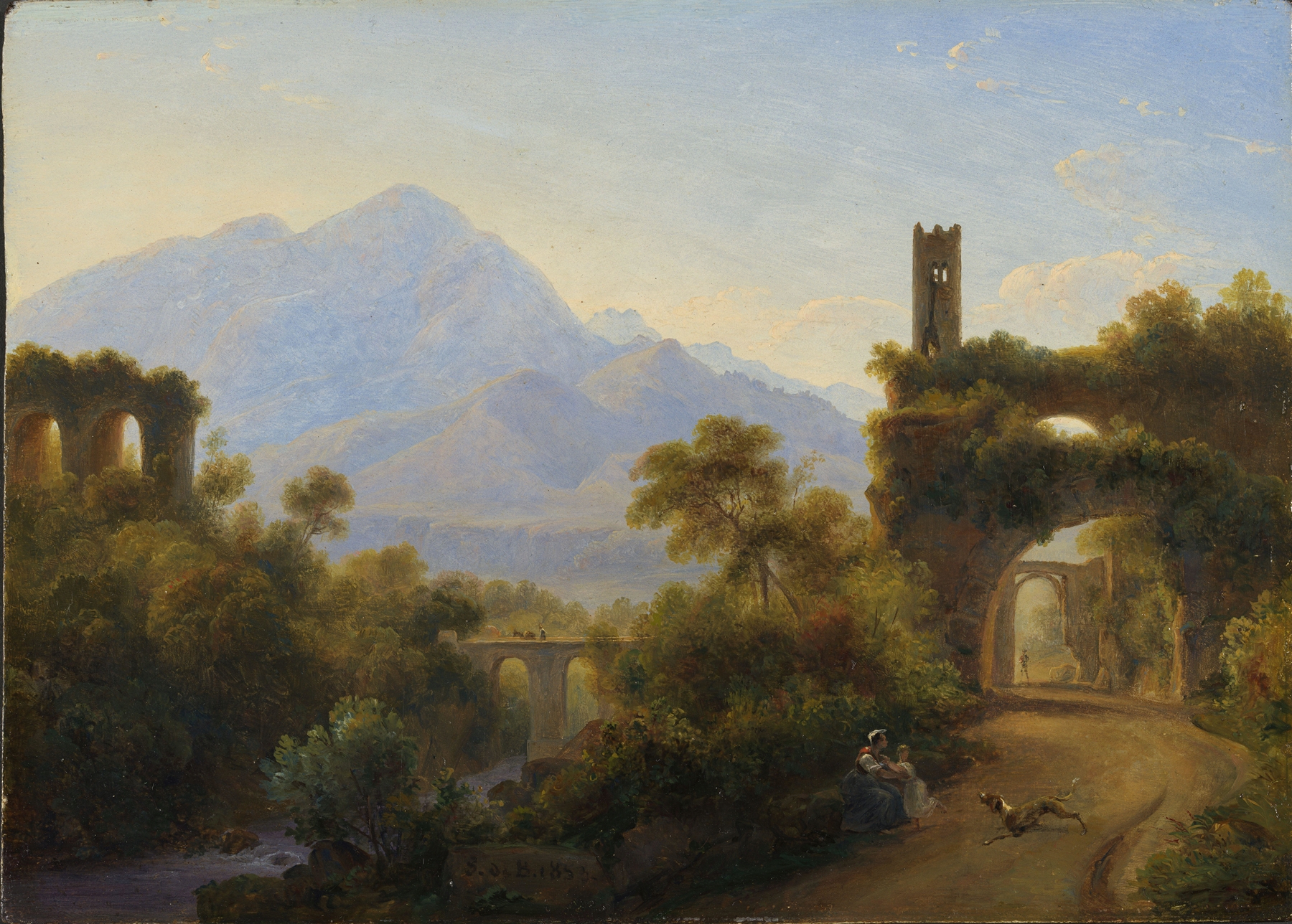 Ruins in an Italian landscape, oil painting by Louise-Joséphine Sarazin de Belmont
