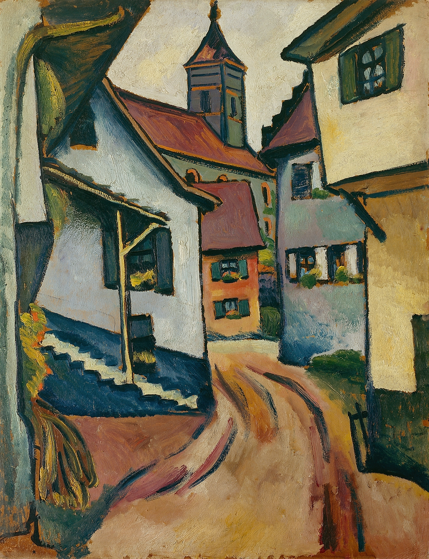Street with Church in Kandern, by August Macke, public domain