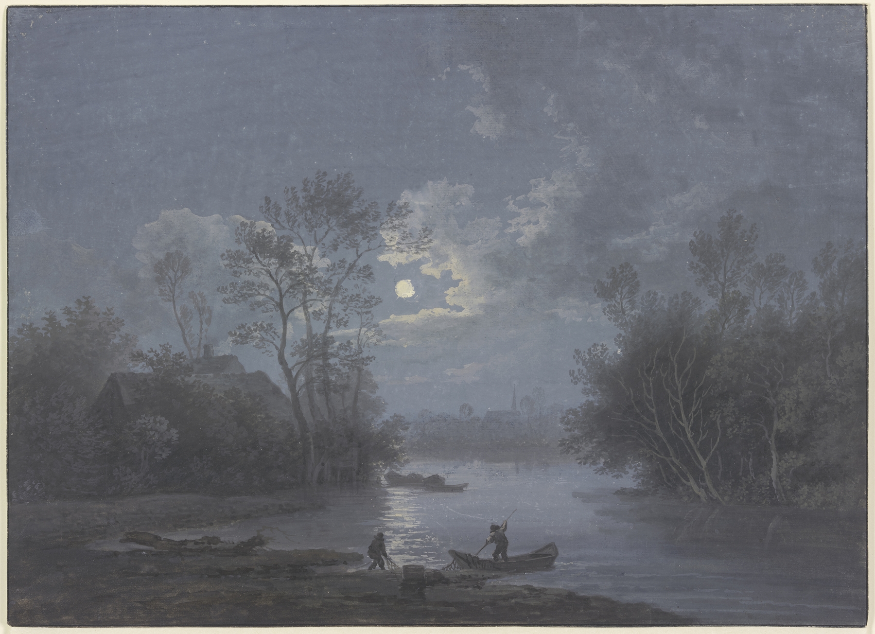 Moonlight landscape, by Claude-Joseph Vernet, public domain