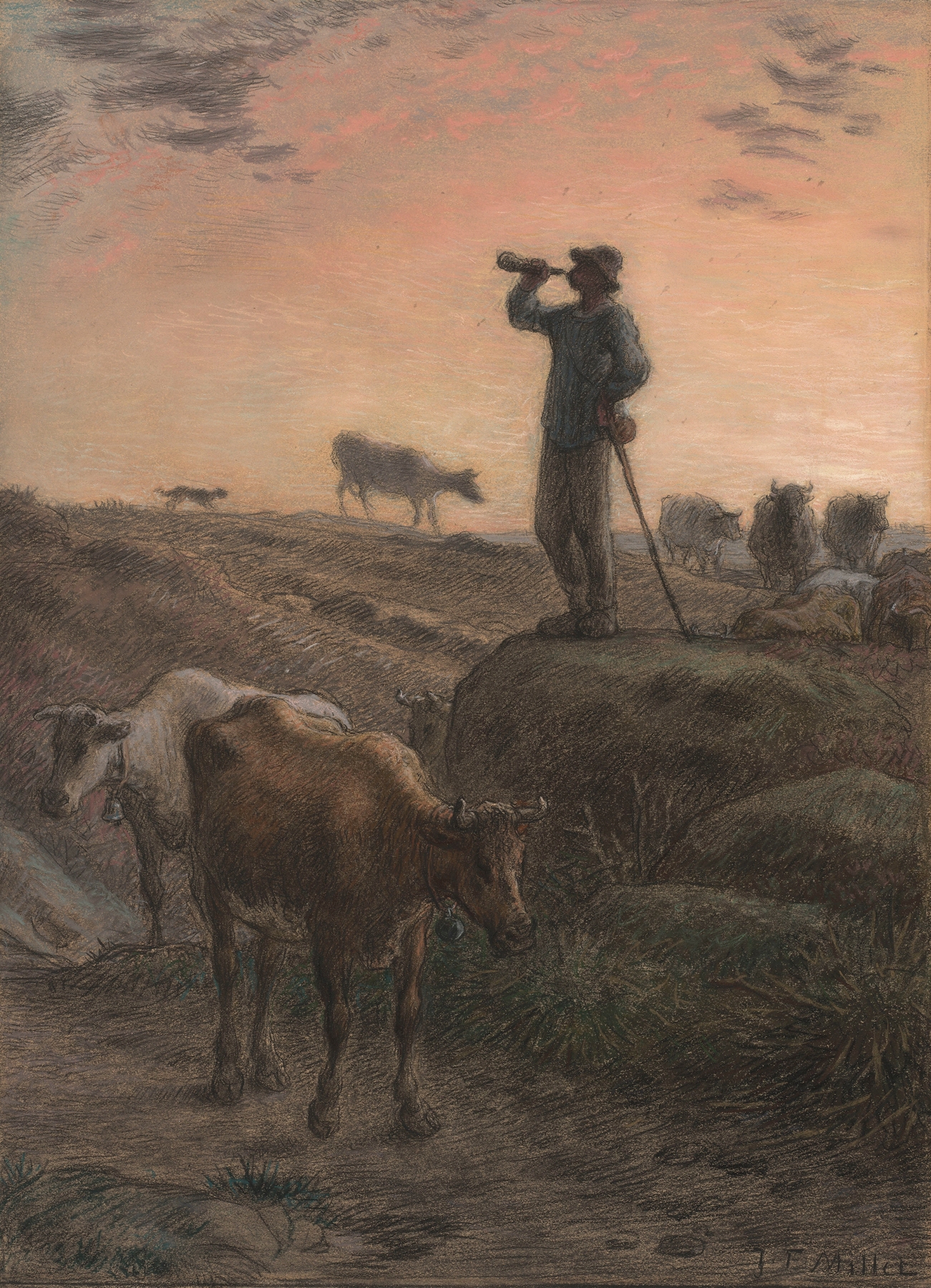 Calling Home the Cows, by Jean-François Millet, public domain