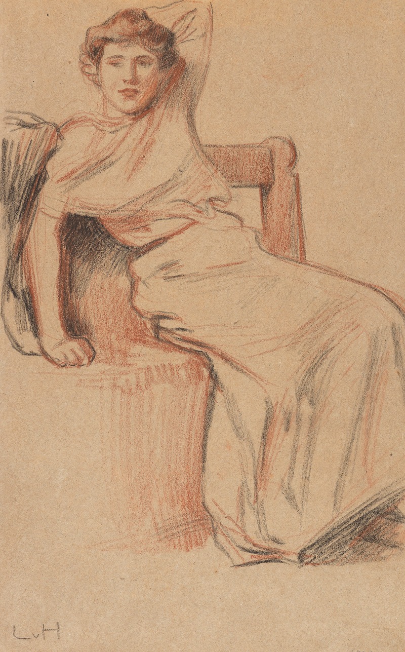 A portrait of a seated lady by Ludwig von Hofmann.
