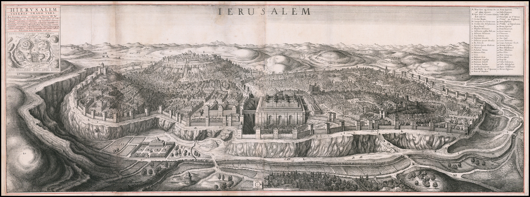 Bird’s eye view of Jerusalem, by Wenceslaus Hollar, public domain