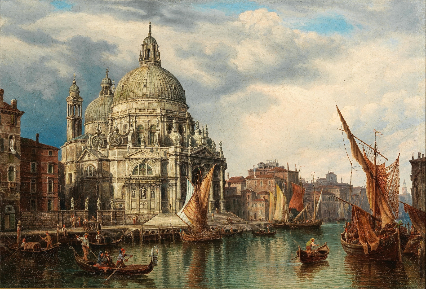 Venice, Grand Canal with Santa Maria della Salute, oil on canvas by Heinrich Jaeckel
