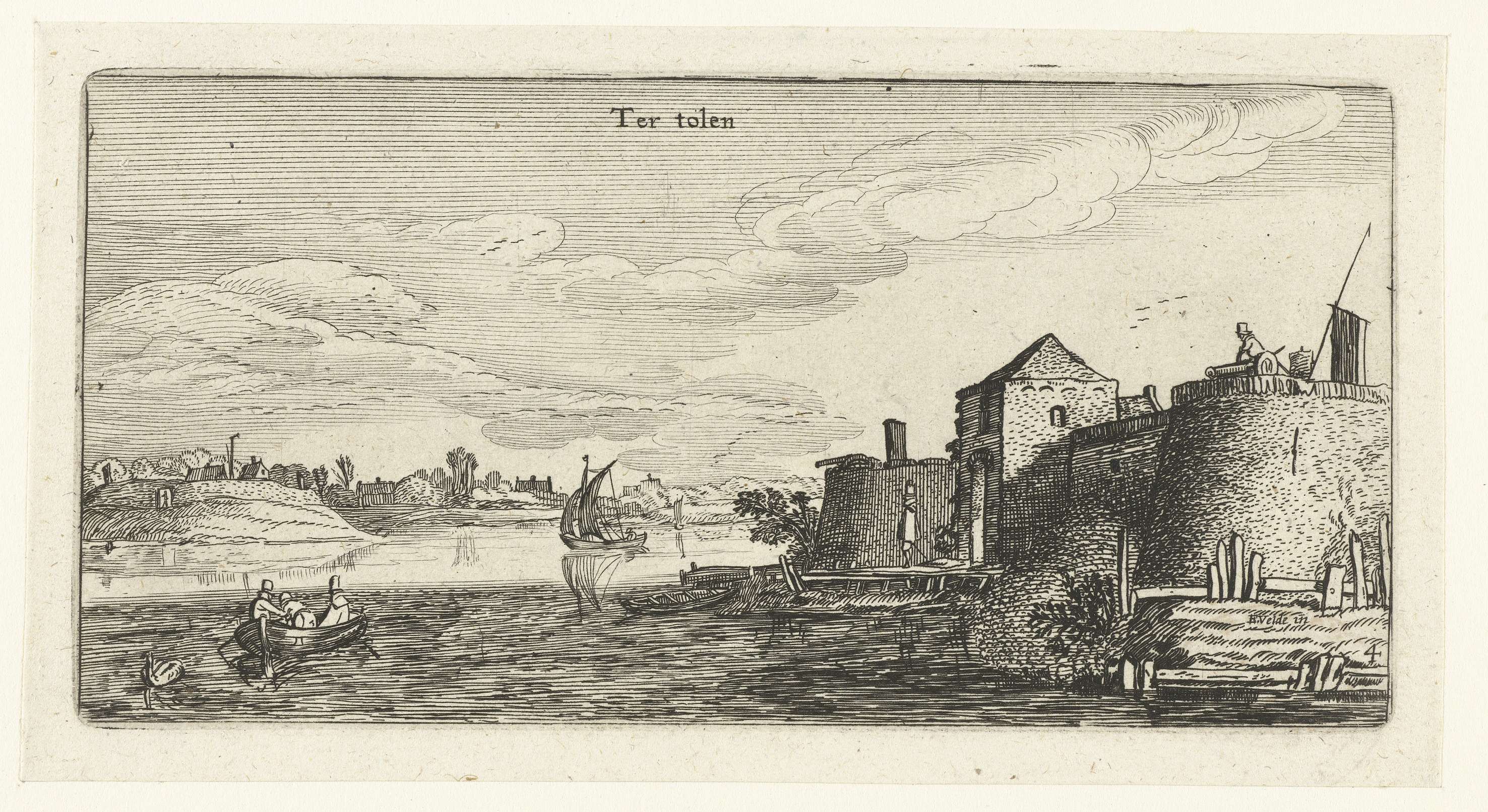 Fort met verdedigingswerken van Tholen aan de Schelde, etching by Unknown Artist