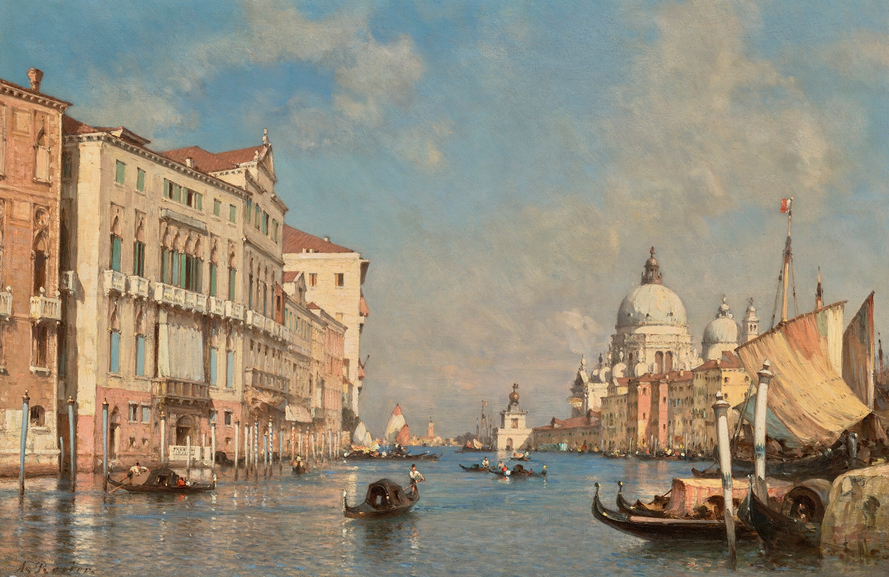 Venice landscape, oil on canvas by Amédée Rosier