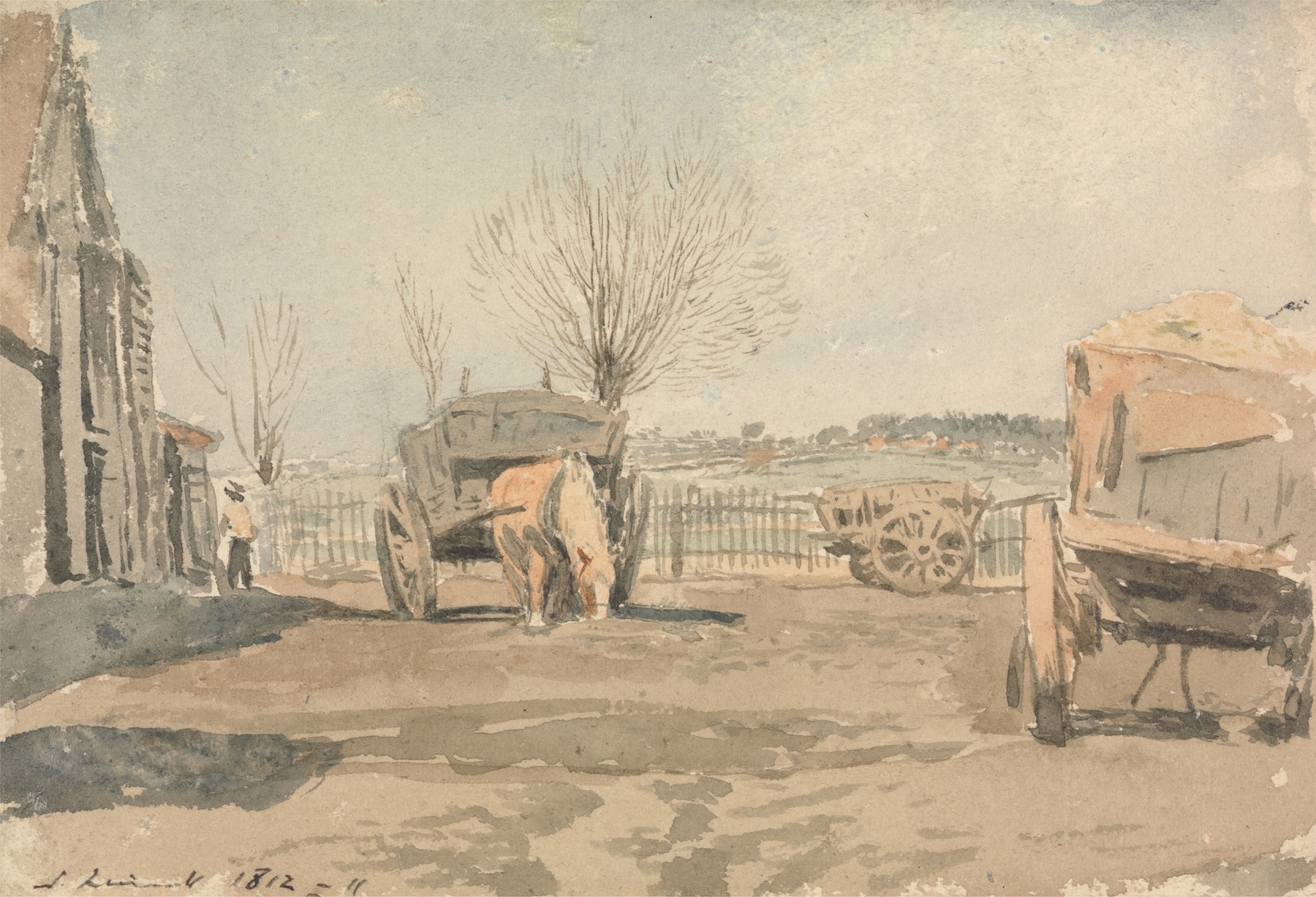 The Farmyard, by John Linnell, public domain