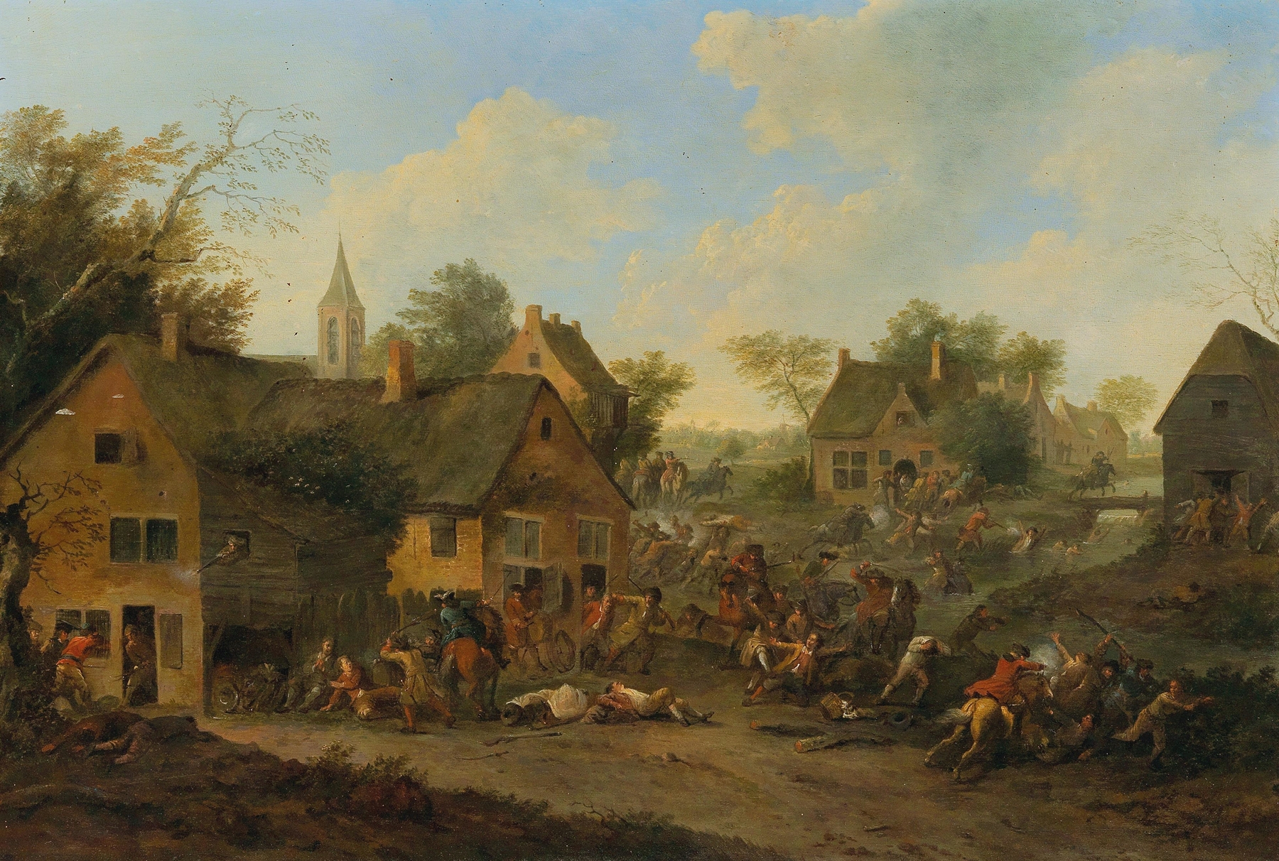 Skirmishers on the outskirts of towns, oil on canvas by Karel Breydel