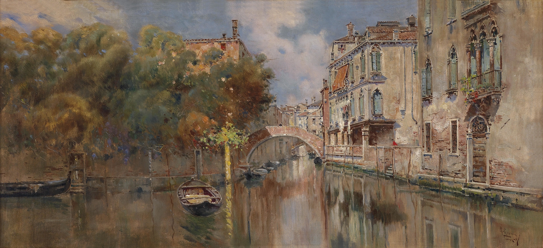 Blick auf einen Kanal in Venedig, by Antonio María de Reyna Manescau, public domain