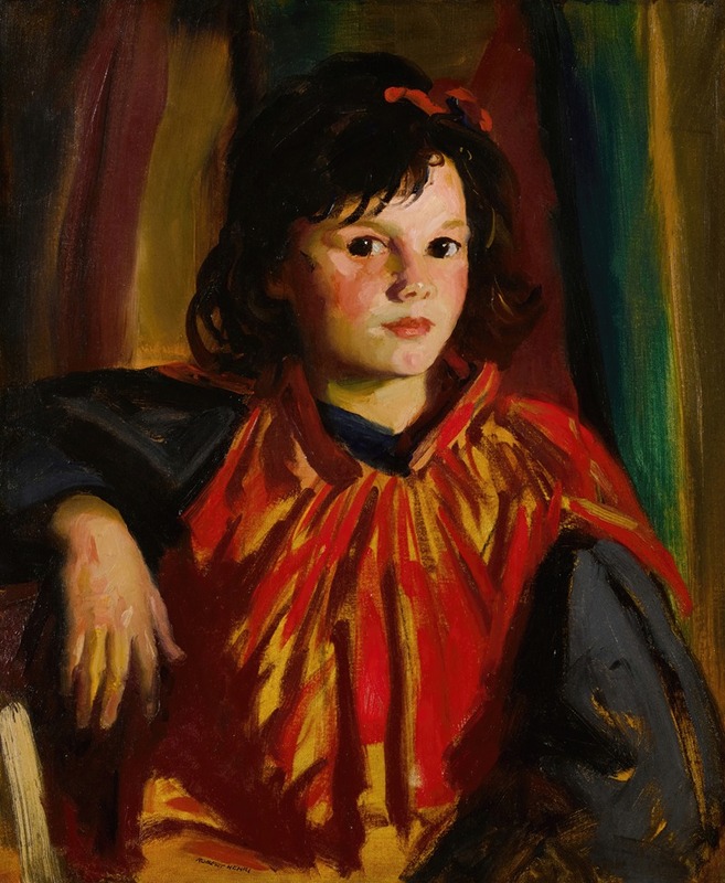 Portrait of a young woman with a contemplative expression.