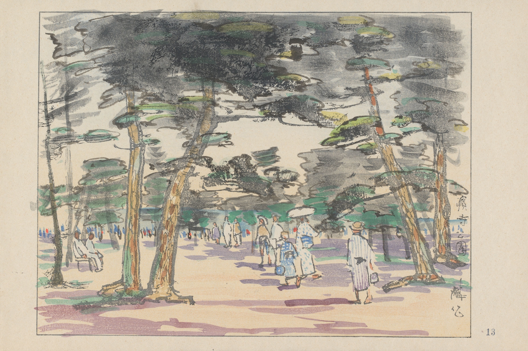 Landscape of Hamadera Park by Akamatsu Rinsaku, oil painting