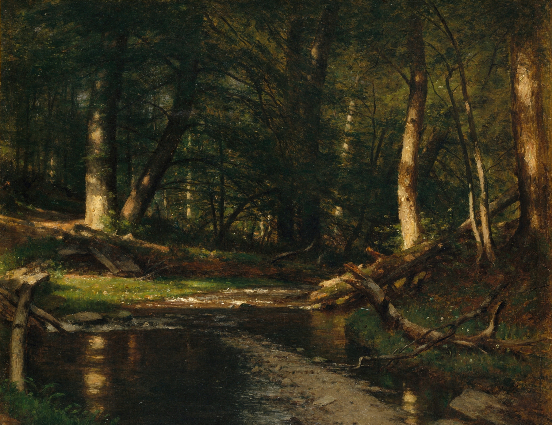 The Brook in the Woods, by Worthington Whittredge, public domain