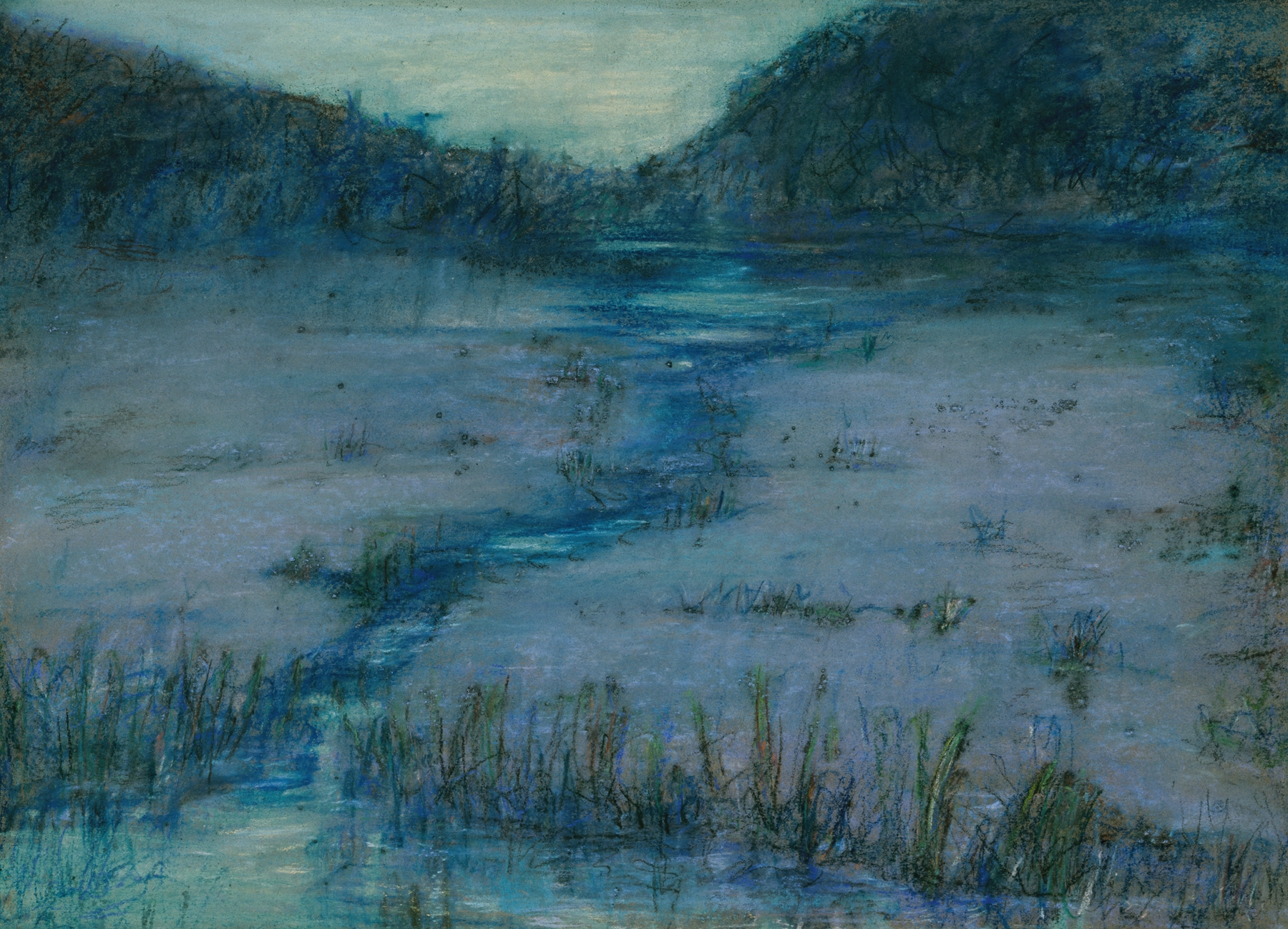Marshlands at Sundown by Alice Pike Barney, oil painting depicting twilight colors over a landscape