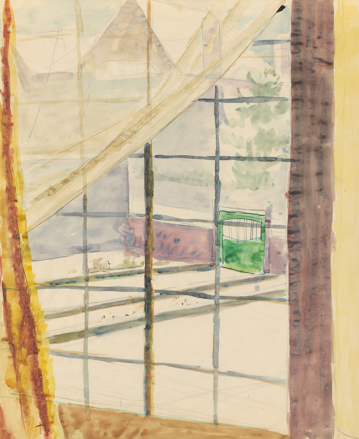 Landscape by Frederick Porter, Modernism, featuring a swirling horizon and muted colors.