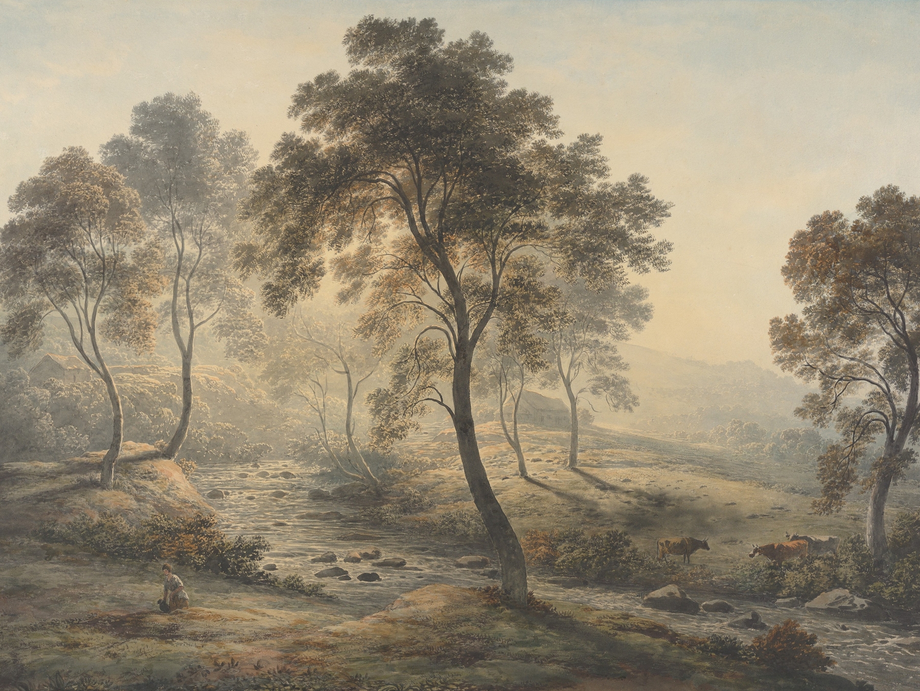 Early Morning near Loch Katrine by John Glover, oil painting depicting a serene Scottish landscape