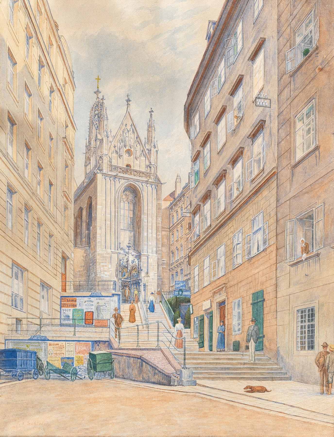 Maria am Gestade by Franz Xaver Schleich, oil painting depicting figures in soft light.