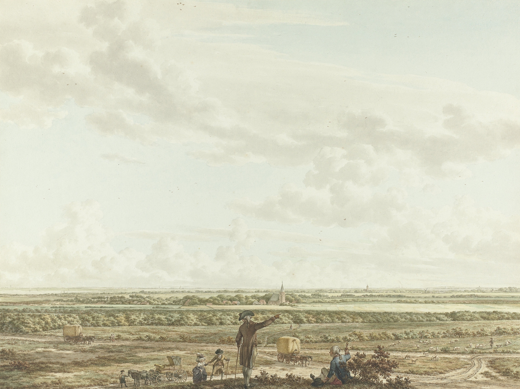 Landscape of Table Mountain with Blaricum in the foreground, oil on canvas by Jacob Cats