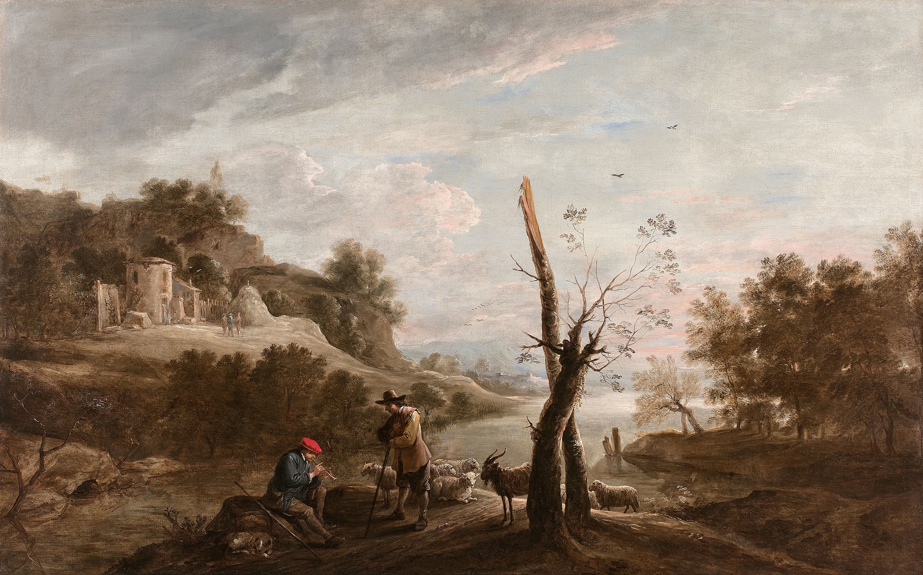 Landscape with grazing sheep and trees by David Teniers The Elder, oil painting