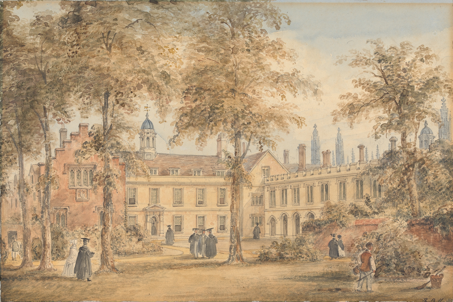 Trinity Hall from the Garden, oil painting by Richard Banks Harraden