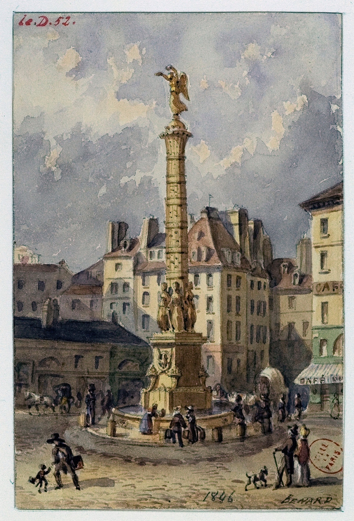 La place du Châtelet et la fontaine des Palmiers, oil painting by Auguste-Sébastien Bénard