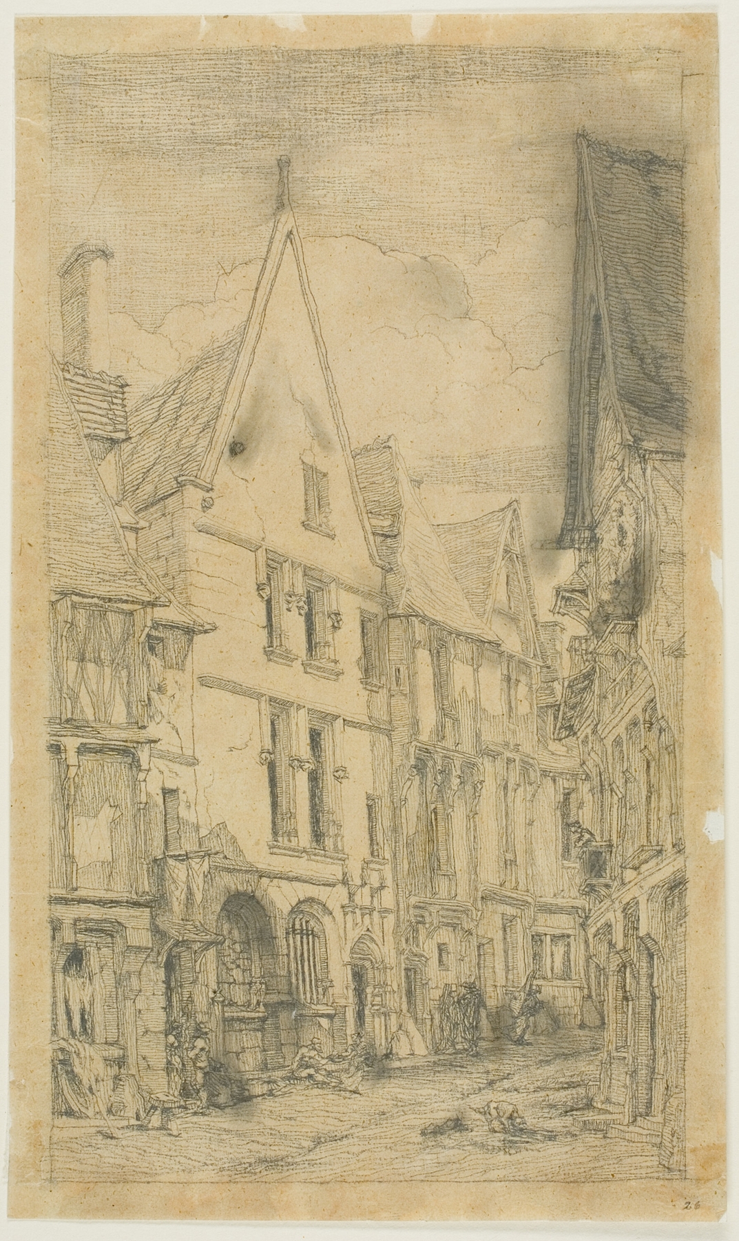 Rue des Toiles, Bourges, by Charles Meryon, public domain