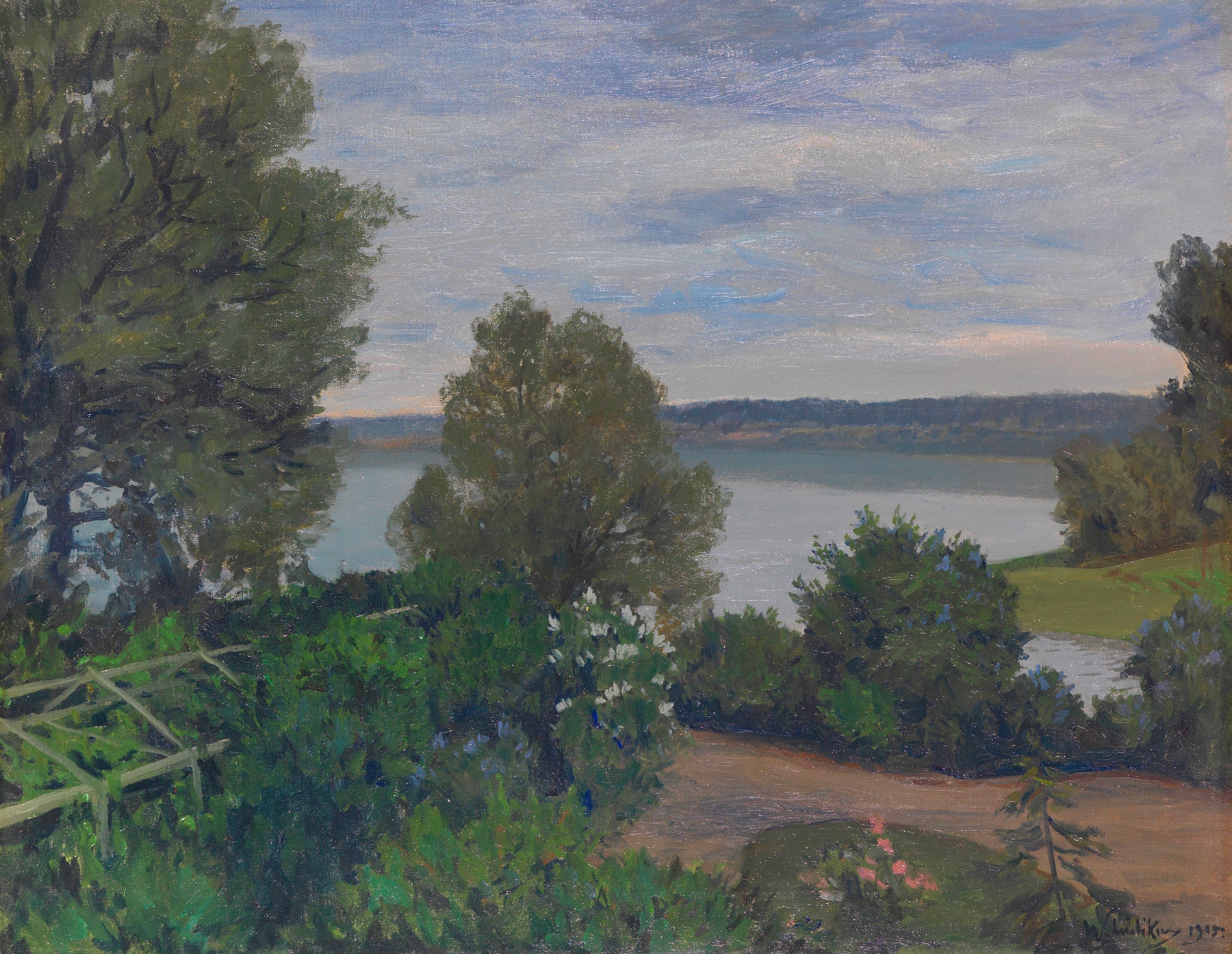 Garten in Grünheide by Walter Leistikow, impressionist landscape depicting a lush garden with dappled light.