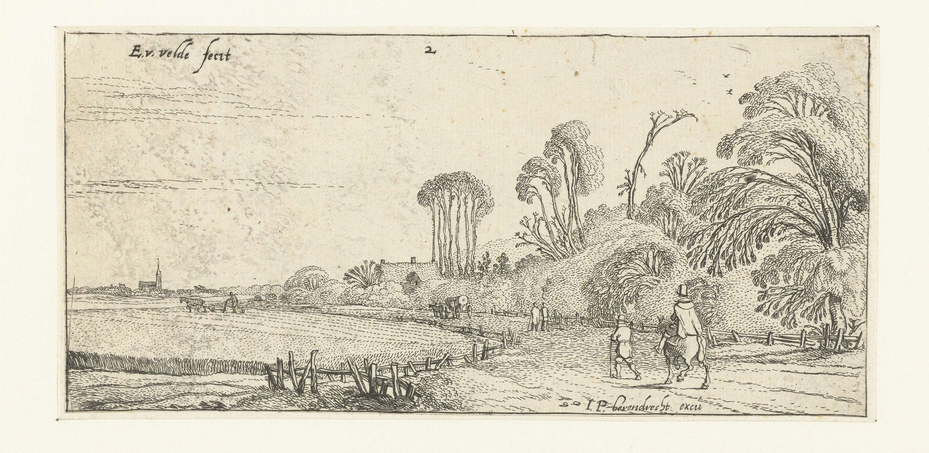 Landschap met ruiter en wandelaar op een weg bij Hillegom, by Esaias van de Velde, public domain