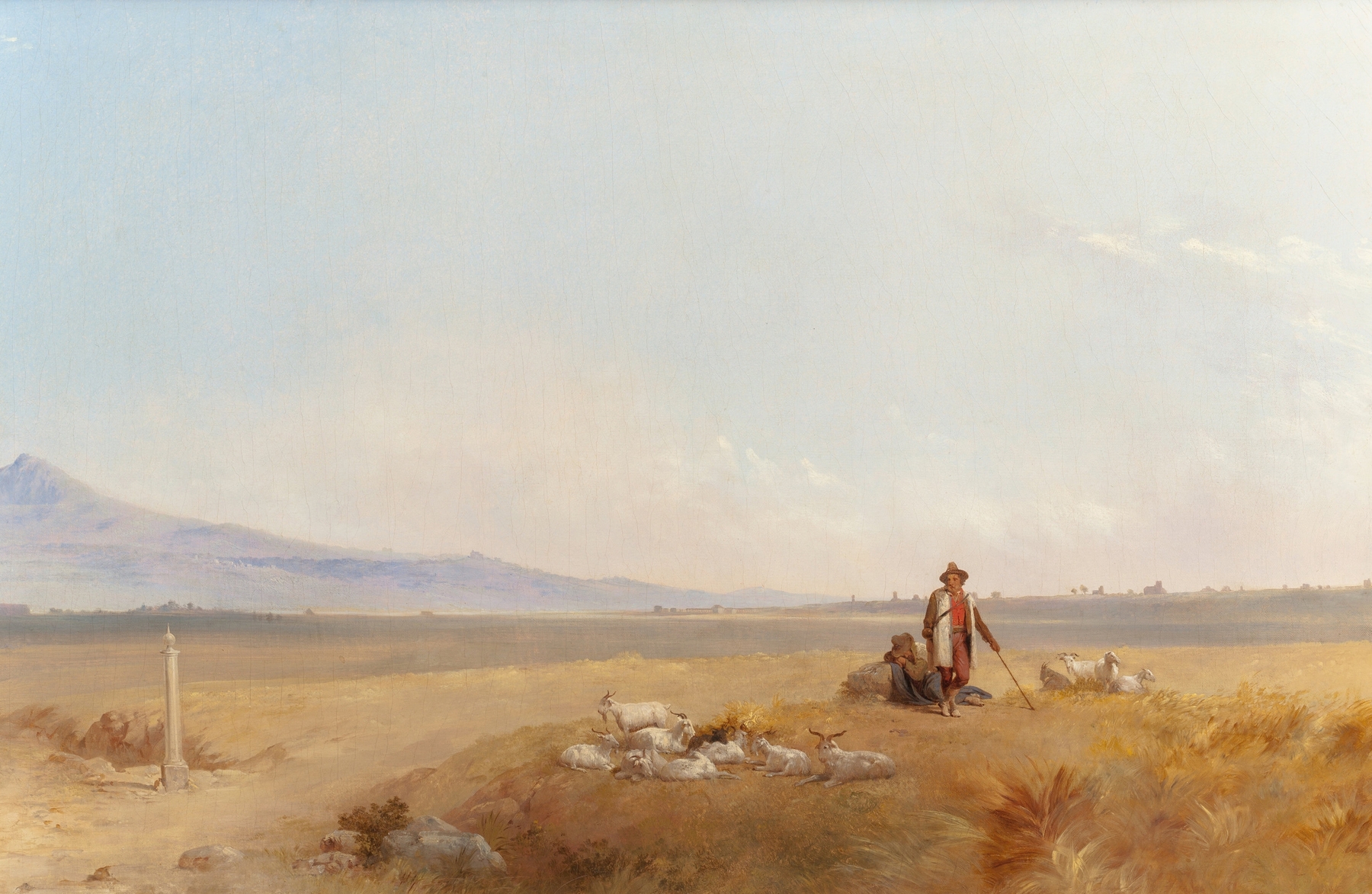 Shepherds by John Gadsby Chapman, oil on canvas depicting serene shepherds in a pastoral landscape.
