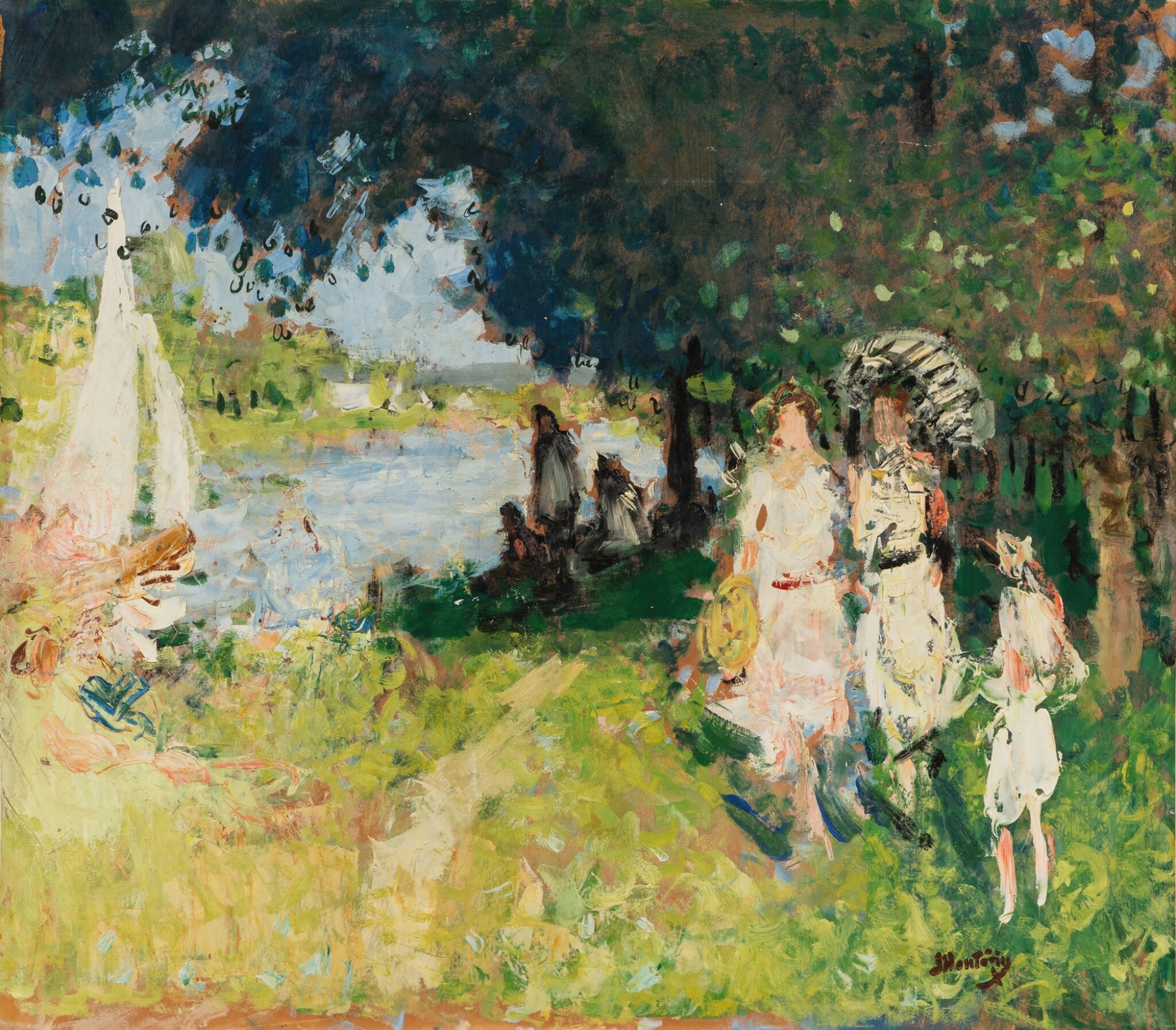 Au bord de la Seine, by Pierre-Eugène Montézin, public domain