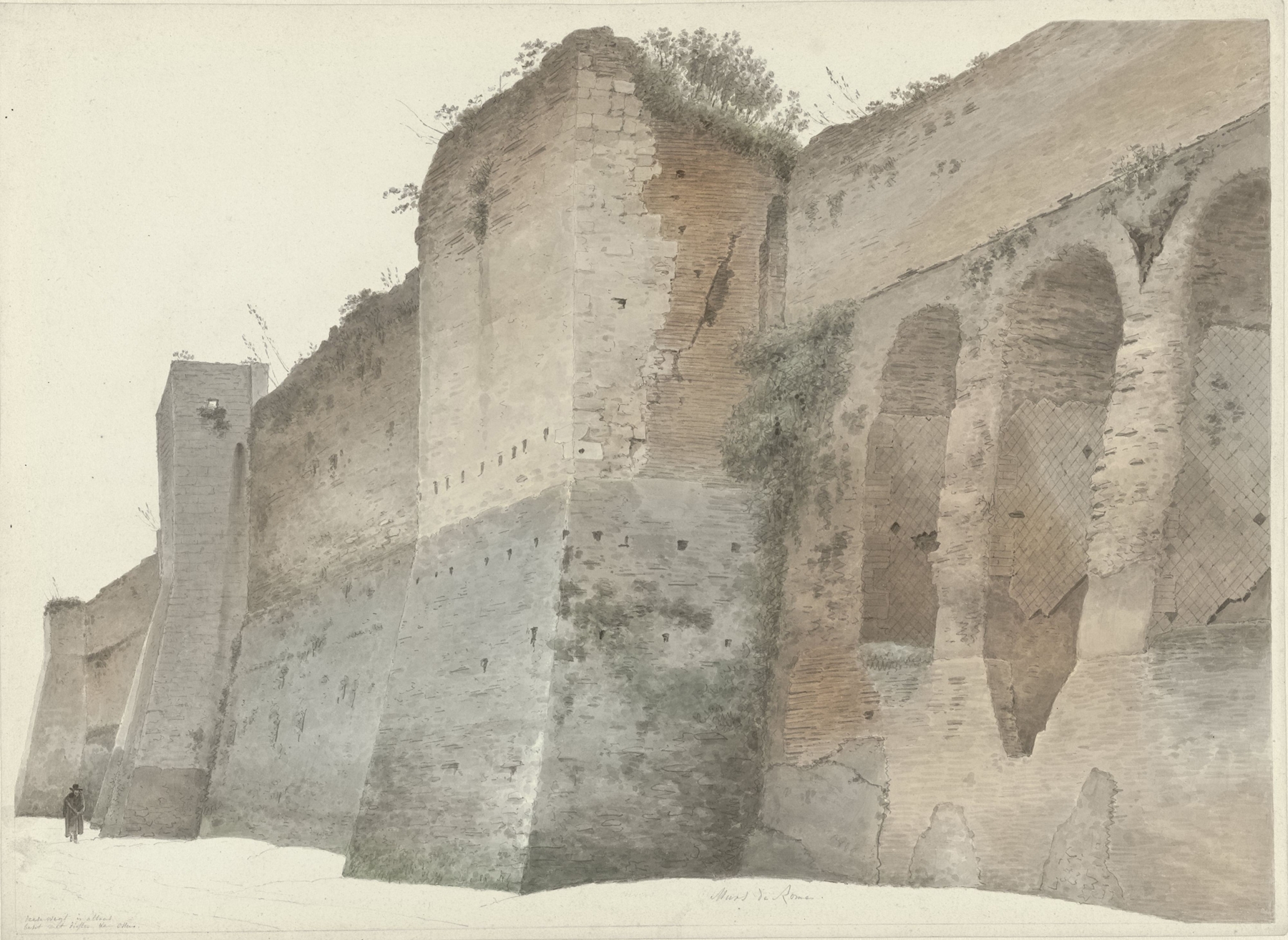 The Aurelian Wall in Rome, by Josephus Augustus Knip, public domain