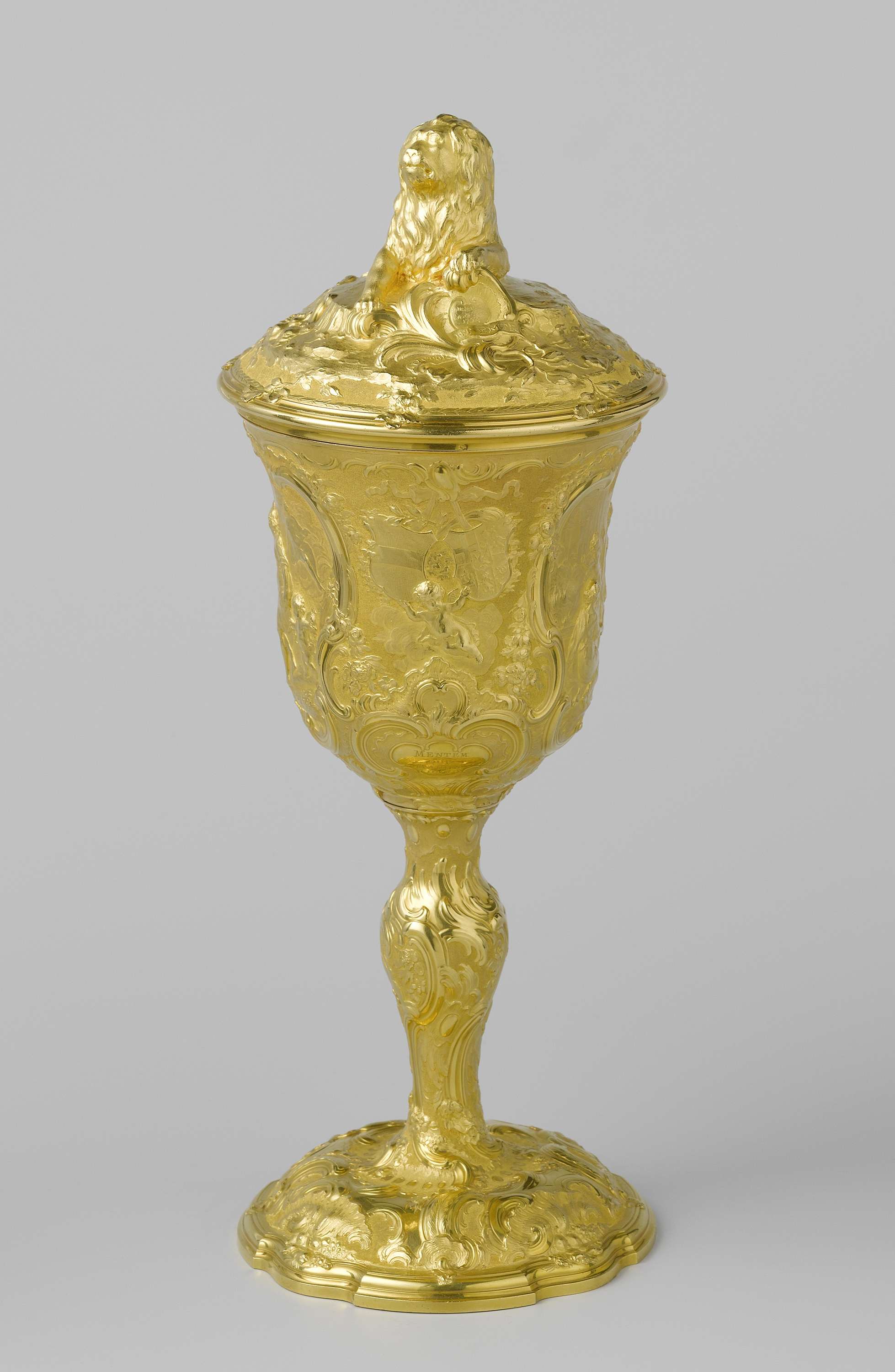 Rococo decorative cup by Louis Métayer, commemorating a marriage in 1750.