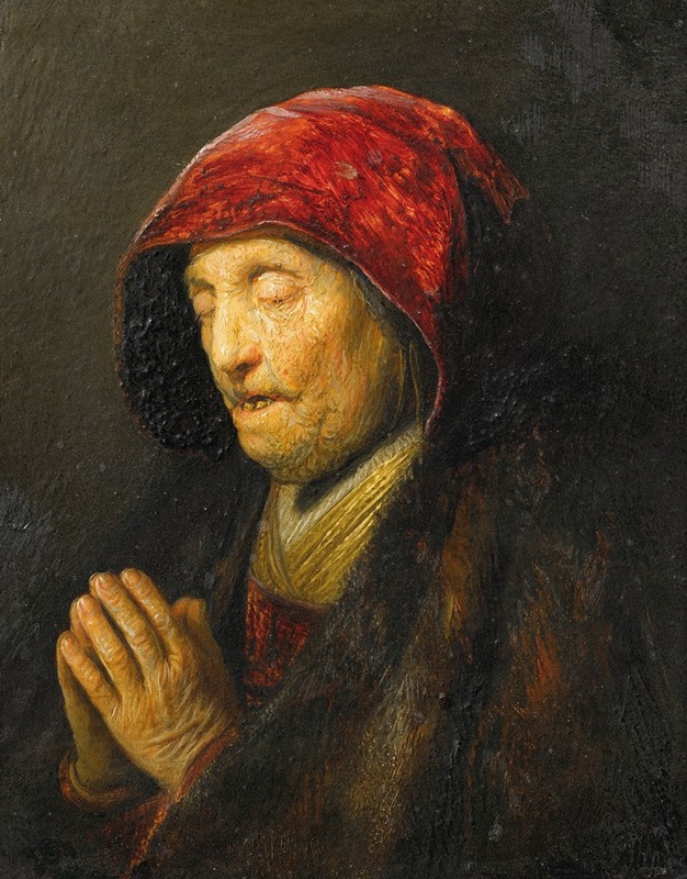 Rembrandt's 'Old Woman Praying' captures a moment of deep contemplation.