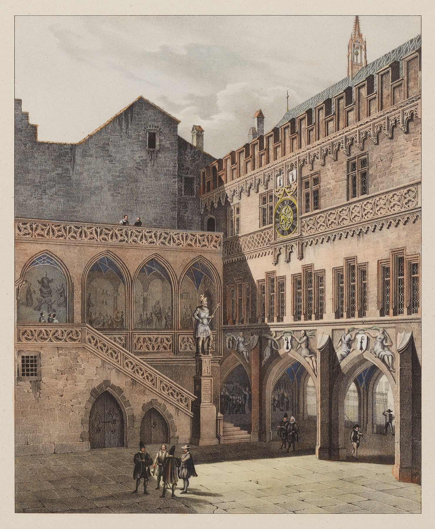 Cour de la maison de ville à Basle by Constantin Guise, oil on canvas depicting a stark urban courtyard.