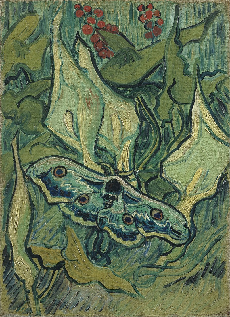 Vincent van Gogh's *Emperor Moth* showcases vibrant colors and intricate details of the moth.