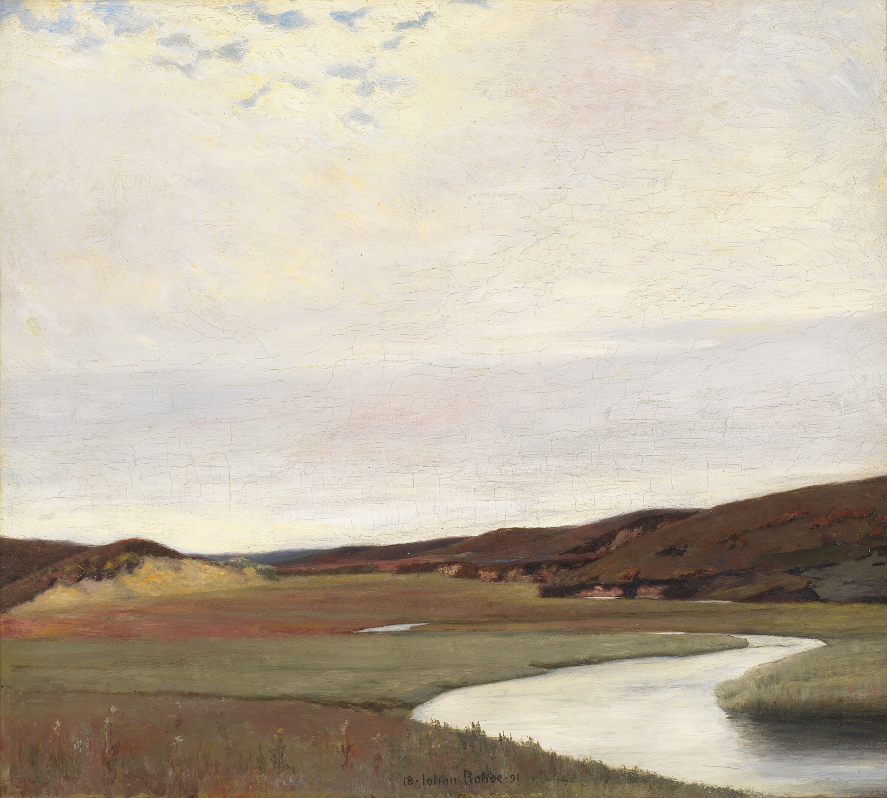 A Summer’s Day by the River Karup, Jutland, oil painting by Johan Rohde