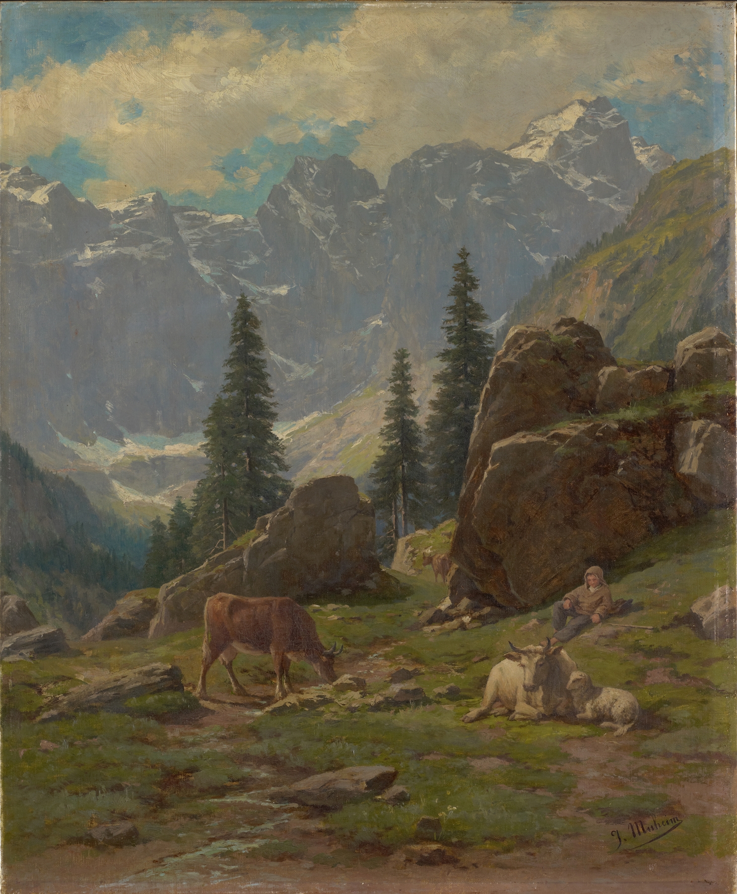 Landscape of The Brunni-Valley at Unterschächen by Albert Müller, unknown medium