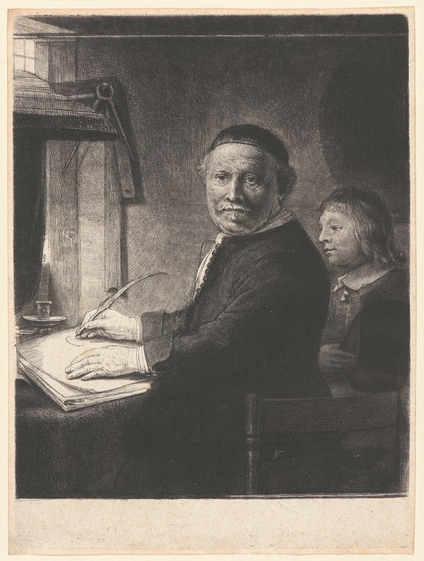 A portrait of Lieven Willemsz van Coppenol, a writing master, by Rembrandt.