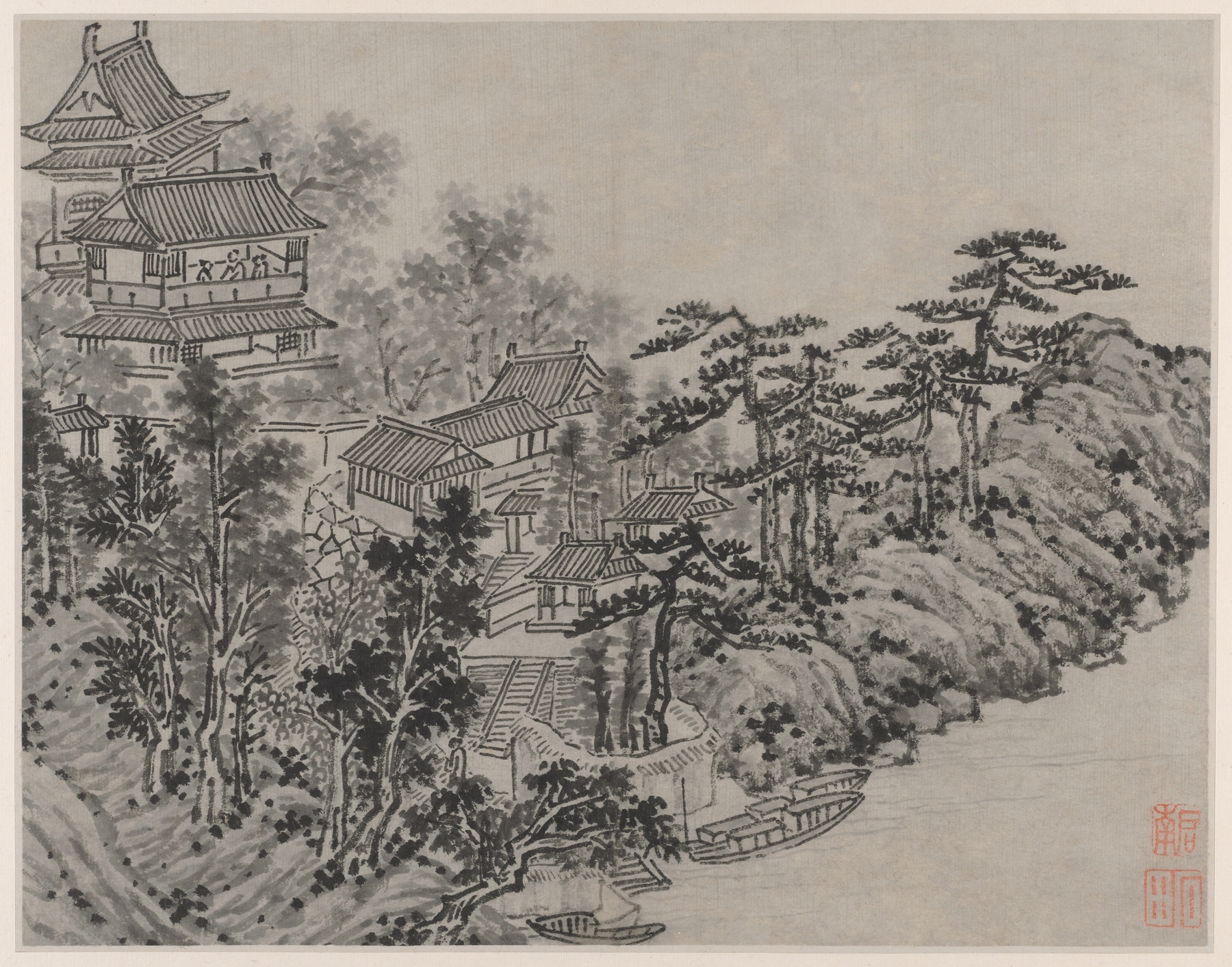 Cloud-Climbing Pavilion, by Shen Zhou, public domain