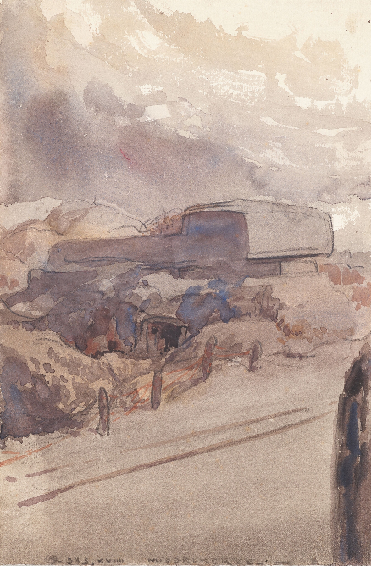 Ypres Remember by Alfred Ost, oil on canvas depicting a soldier in a war-torn landscape.