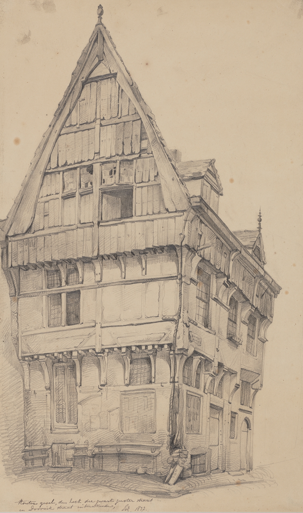 Wooden facade at the corner of Zwarte Zusterstraat and Doornikstraat by Edward Dujardin