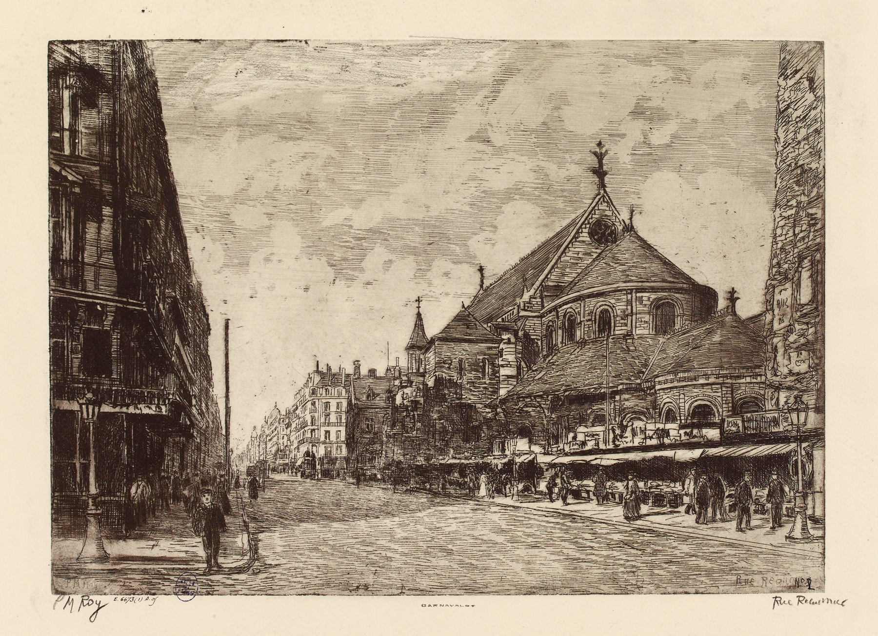 Oil on canvas by Pierre-Marcel Roy depicting a church with light and shadow.