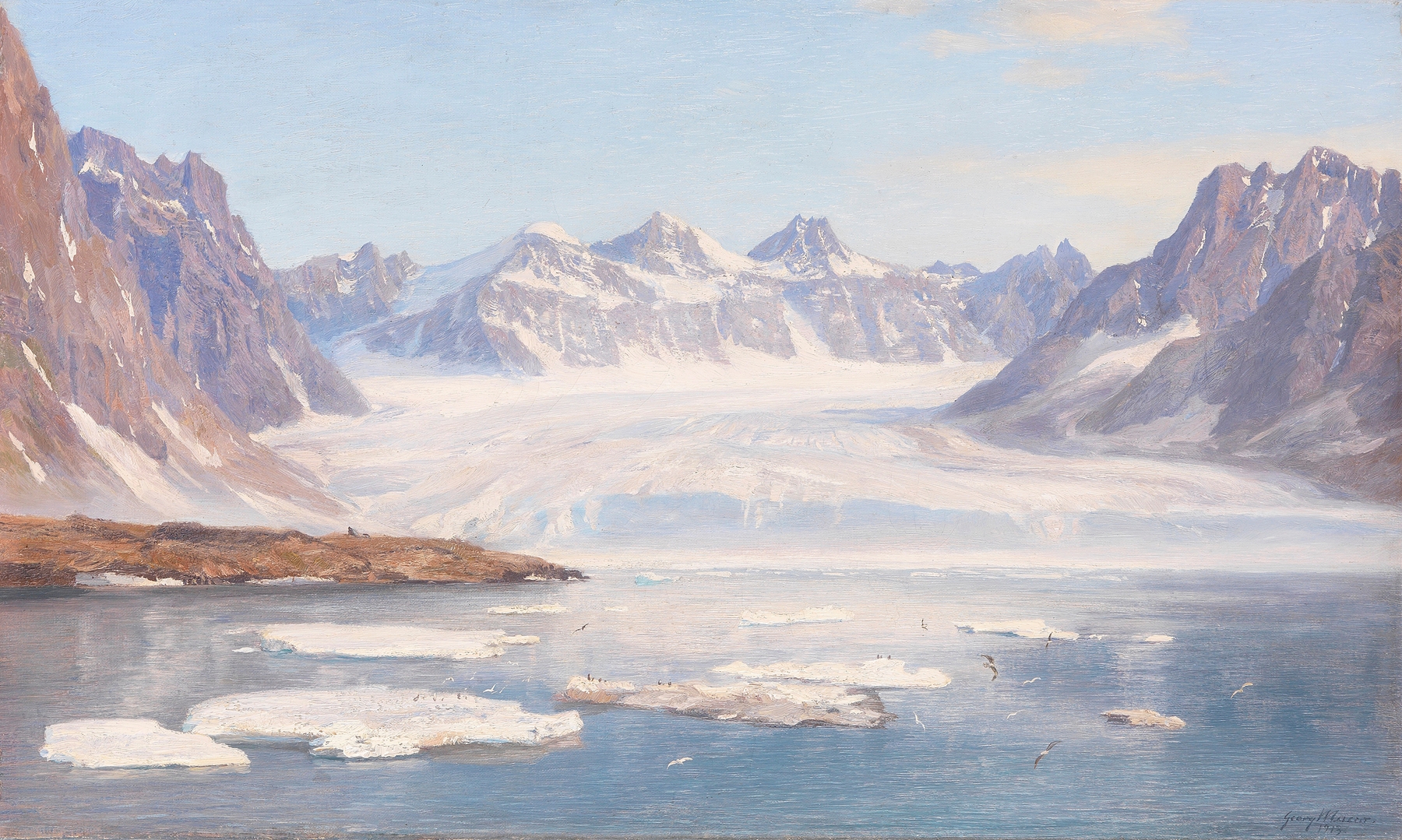 Glacier landscape by Georg Macco, 1913, oil painting