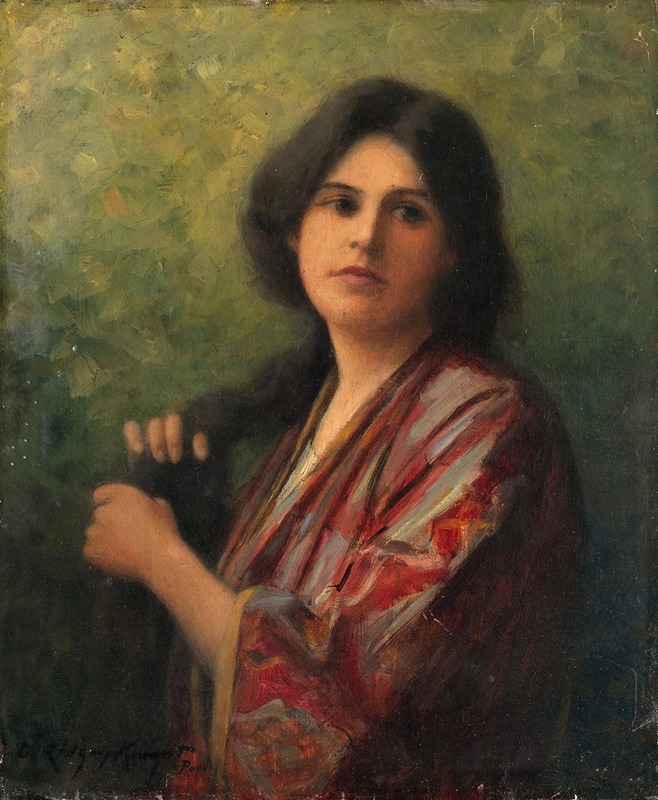 A woman lost in thought, depicted in a serene setting.