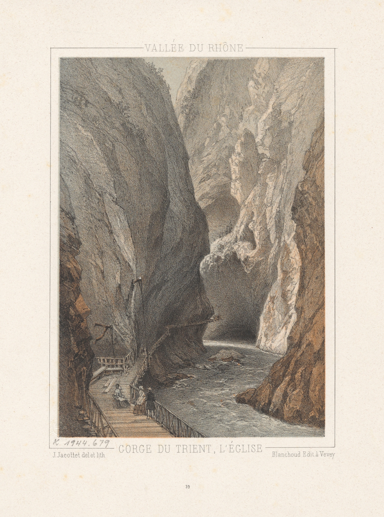 Gorge du Trient, l’Église by Jean Jacottet, oil on canvas depicting a church in a gorge