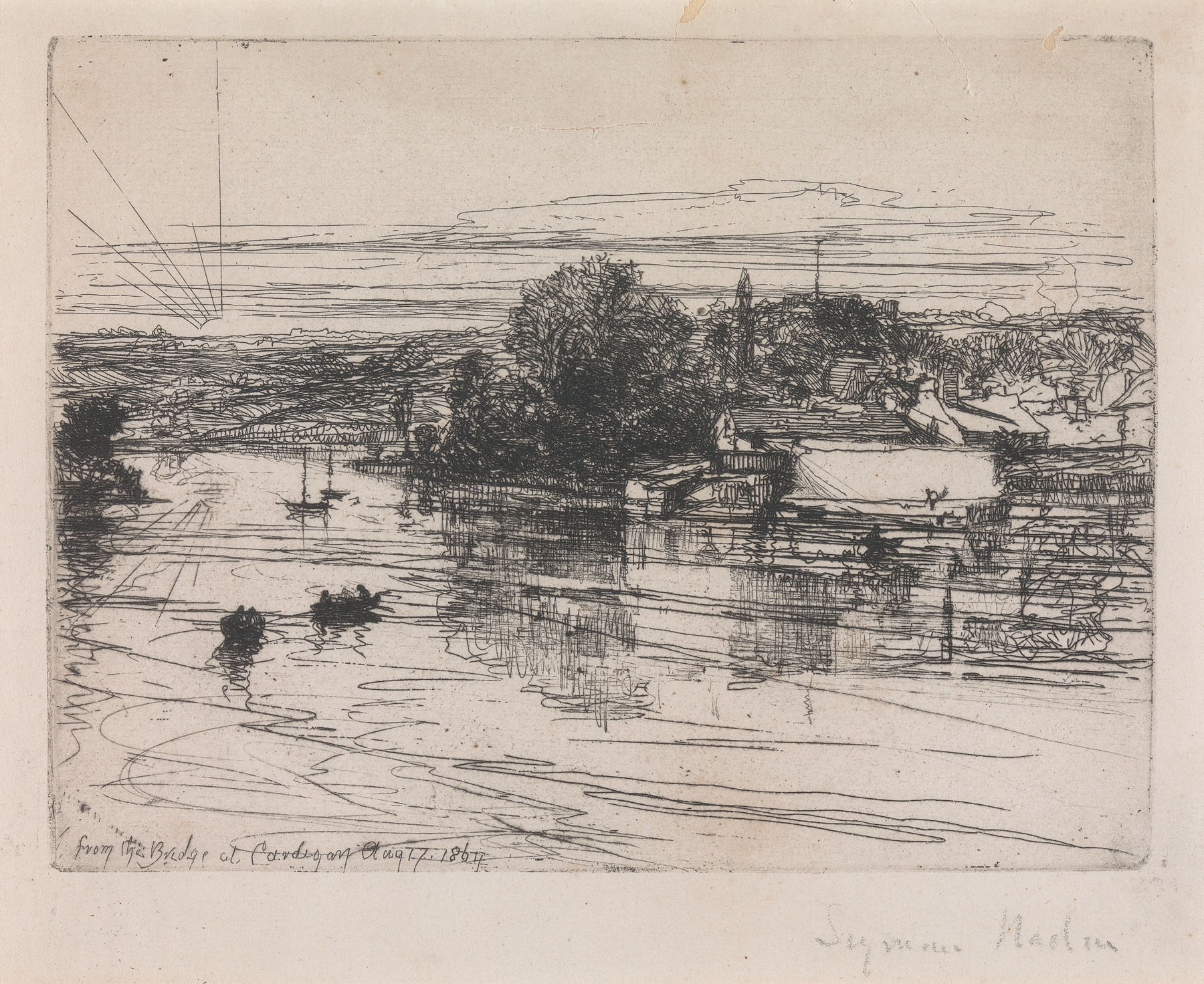 From the Bridge at Cardigan, by Francis Seymour Haden, public domain